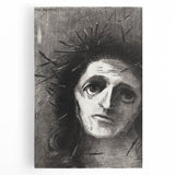 Expressive Monochrome Wall Art - Emotional Portrait by Odilon Redon
