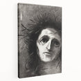 Expressive Monochrome Wall Art - Emotional Portrait by Odilon Redon