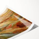 Extra large wall art featuring line art flowers in autumnal colors on a rolled print, suitable for large living room spaces.