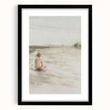 Abstract figurative black frame showcasing a minimalist design with a mat, ideal for modern home decor, emphasizing artistic elegance and sophistication.