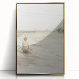 Framed abstract figurative art piece featuring a gold-accented design, showcasing a modern aesthetic with vibrant colors, ideal for contemporary home decor.