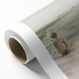 Abstract figurative art canvas featuring vibrant colors and dynamic shapes, rolled and ready for display, showcasing modern artistic expression. Perfect for contemporary home decor.