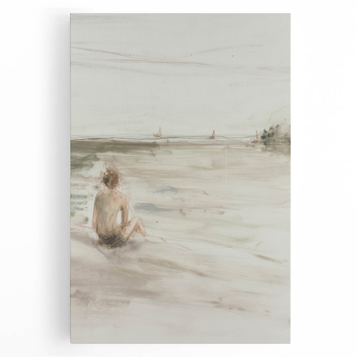 Abstract figurative stretched canvas artwork showcasing vibrant colors and dynamic shapes, ideal for modern home decor or gallery display. Perfect for adding a contemporary touch to any space.
