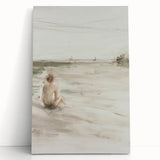 Abstract figurative stretched canvas artwork in vibrant colors, leaning against a neutral wall, showcasing unique shapes and modern design, ideal for contemporary decor.