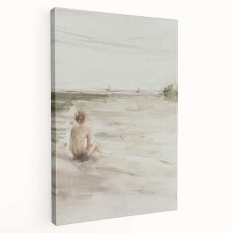 Abstract figurative stretched canvas artwork showcasing vibrant colors and dynamic shapes, viewed from the side to highlight its depth and texture. Perfect for modern home decor.