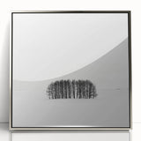 Framed acrylic artwork showcasing an abstract landscape in silver tones, perfect for modern decor. Ideal for enhancing living spaces with a contemporary aesthetic.