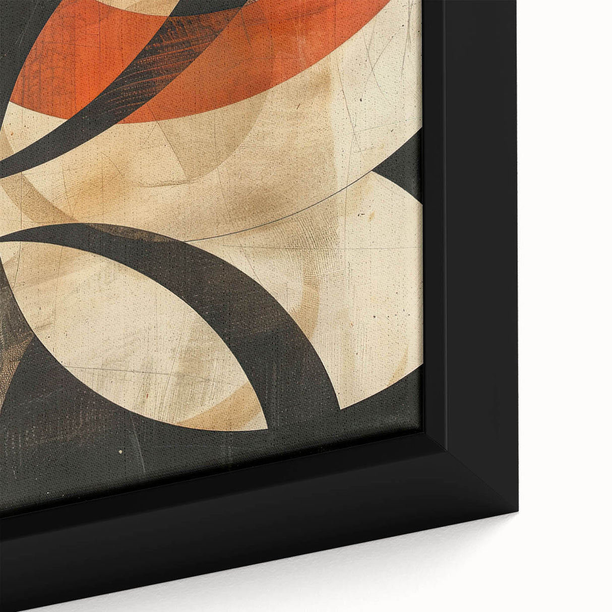 Close-up of abstract minimalist wall art framed canvas, showcasing soft pastel colors and geometric shapes, perfect for modern home decor.