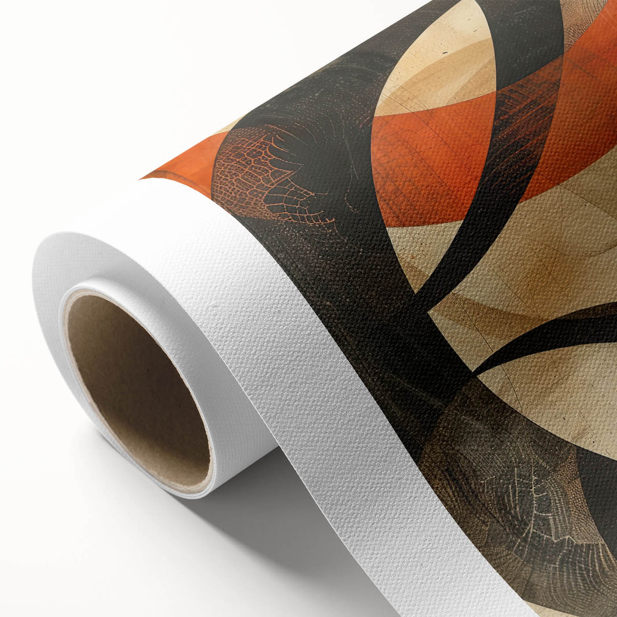 Abstract minimalist wall art featuring soft pastel colors and geometric shapes, elegantly rolled in a protective cardboard tube, perfect for modern home décor.