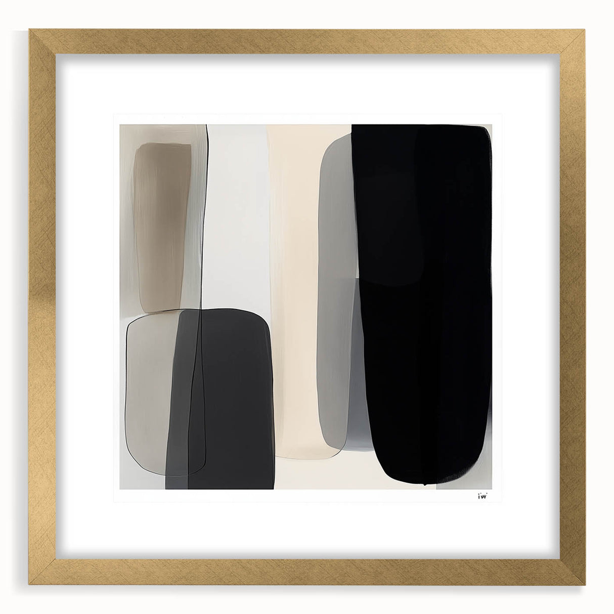 Modern Monochrome Abstract Wall Art – Black, Gray & Beige Canvas