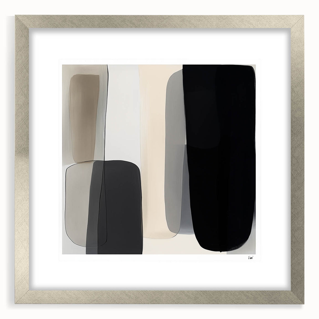 Modern Monochrome Abstract Wall Art – Black, Gray & Beige Canvas
