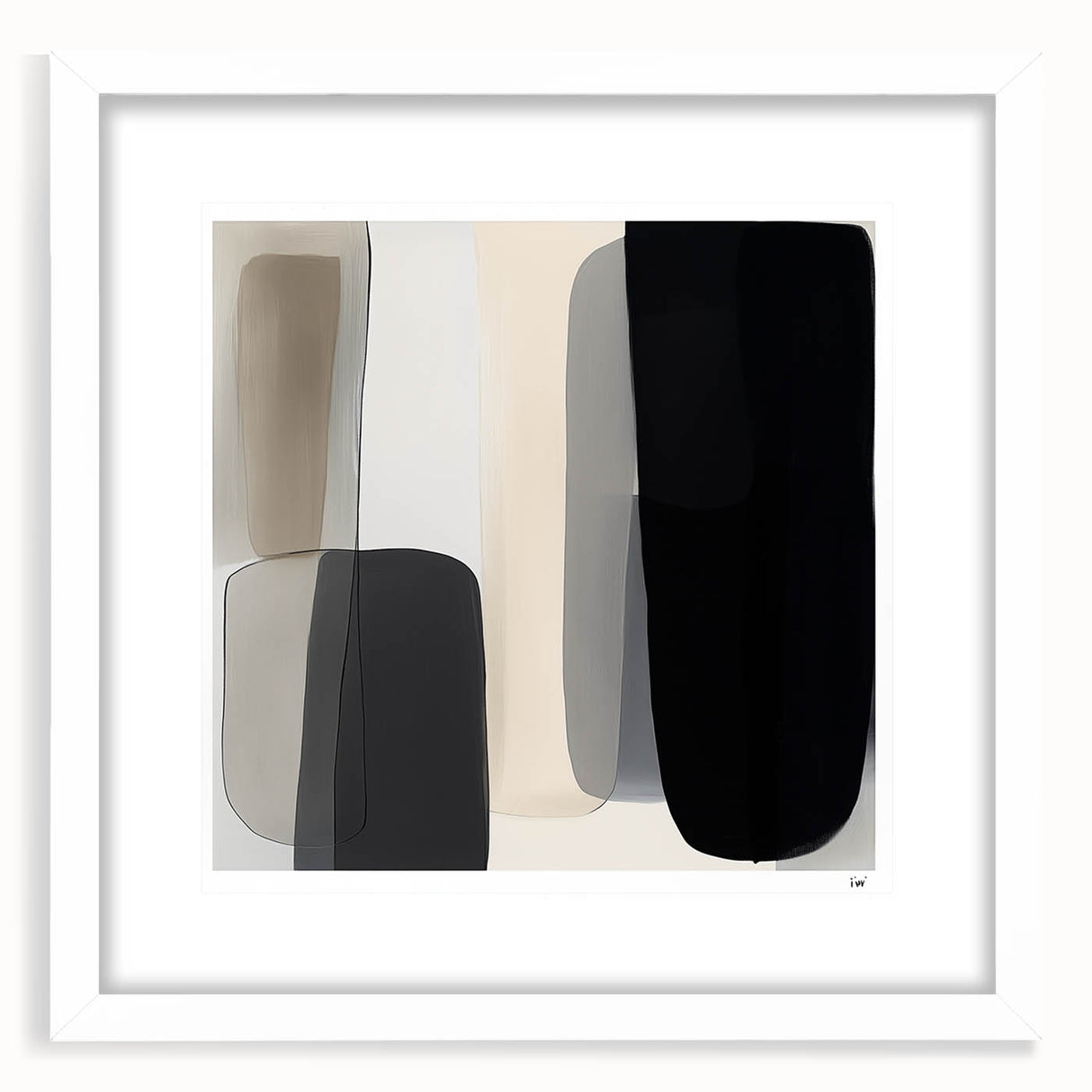 Modern Monochrome Abstract Wall Art – Black, Gray & Beige Canvas
