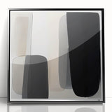 Modern Monochrome Abstract Wall Art – Black, Gray & Beige Canvas