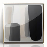 Modern Monochrome Abstract Wall Art – Black, Gray & Beige Canvas