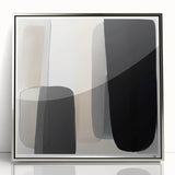 Modern Monochrome Abstract Wall Art – Black, Gray & Beige Canvas