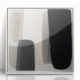 Modern Monochrome Abstract Wall Art – Black, Gray & Beige Canvas