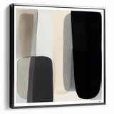 Modern Monochrome Abstract Wall Art – Black, Gray & Beige Canvas