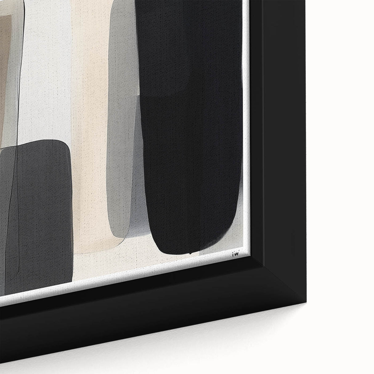 Modern Monochrome Abstract Wall Art – Black, Gray & Beige Canvas