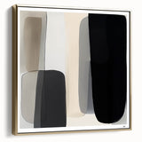 Modern Monochrome Abstract Wall Art – Black, Gray & Beige Canvas