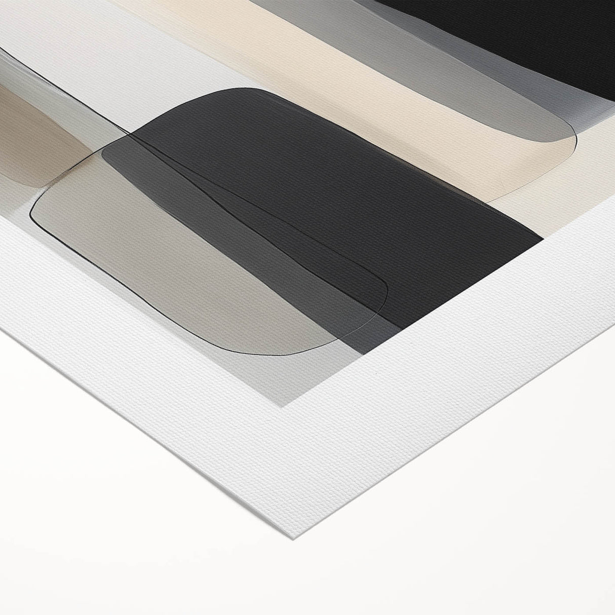 Modern Monochrome Abstract Wall Art – Black, Gray & Beige Canvas