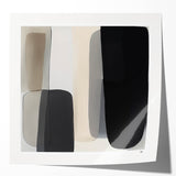 Modern Monochrome Abstract Wall Art – Black, Gray & Beige Canvas