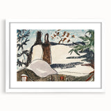 Abstract Snowy Landscape Wall Art - Modern Winter Rooftop Decor