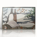 Abstract Snowy Landscape Wall Art - Modern Winter Rooftop Decor