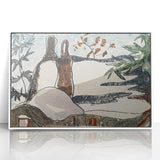 Abstract Snowy Landscape Wall Art - Modern Winter Rooftop Decor