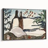 Abstract Snowy Landscape Wall Art - Modern Winter Rooftop Decor