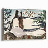 Abstract Snowy Landscape Wall Art - Modern Winter Rooftop Decor