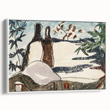 Abstract Snowy Landscape Wall Art - Modern Winter Rooftop Decor