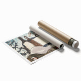 Abstract Snowy Landscape Wall Art - Modern Winter Rooftop Decor