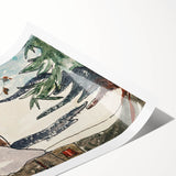 Abstract Snowy Landscape Wall Art - Modern Winter Rooftop Decor