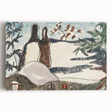 Abstract Snowy Landscape Wall Art - Modern Winter Rooftop Decor