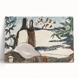 Abstract Snowy Landscape Wall Art - Modern Winter Rooftop Decor