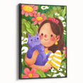Girl & Cat in Garden Girls Room Wall Art – Kids Room Art Print