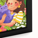 Girl & Cat in Garden Girls Room Wall Art – Kids Room Art Print