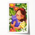 Girl & Cat in Garden Girls Room Wall Art – Kids Room Art Print