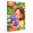 Girl & Cat in Garden Girls Room Wall Art – Kids Room Art Print