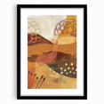 Extra large textured abstract art print featuring autumnal colors on a black framed canvas, ideal for living room decor.