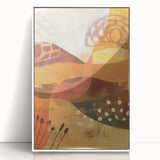Art deco poster featuring autumnal trees in orange and brown hues on white acrylic, framed, ideal for nursery wall art.