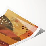 Extra large wall art featuring line art flowers in muted autumn colors on rolled print, ideal for large living room decor.