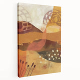 Side view of a stretched canvas featuring a fall-themed design with warm orange and red tones, ideal for kitchen wall art.