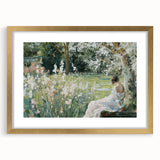 Abstract figurative artwork in a gold frame, showcasing vibrant colors and intricate patterns, designed for modern home decor, ideal for enhancing interior aesthetics.