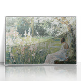 Abstract figurative framed acrylic artwork featuring dynamic shapes in vibrant colors, set against a sleek white background, perfect for modern home decor.