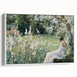 Abstract figurative framed canvas art showcasing a dynamic interplay of colors and shapes, displayed in a modern white frame, enhancing contemporary decor aesthetics.