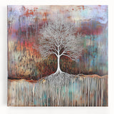 Abstract floral canvas art showcasing vibrant colors and intricate designs, perfect for modern home decor. Stretched on a wooden frame, this artwork adds elegance to any room.