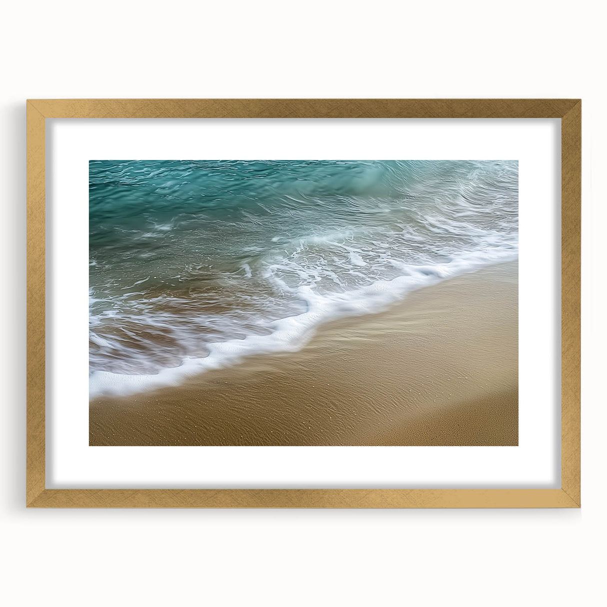 Abstract landscape artwork framed with a gold mat, showcasing vibrant colors and intricate textures, ideal for modern home decor. Perfect for adding elegance to any room.