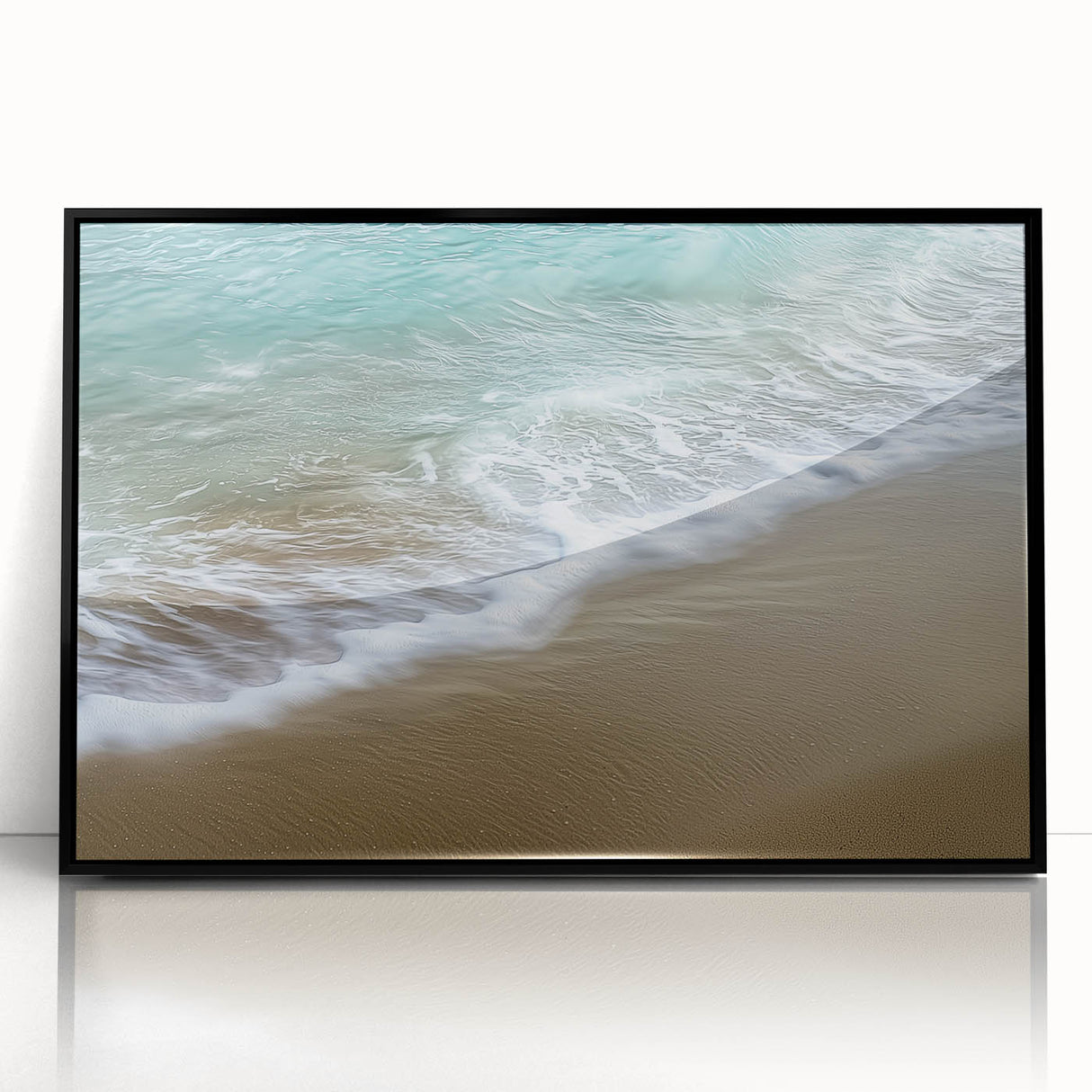 Framed acrylic artwork of an abstract landscape, showcasing vibrant colors and dynamic shapes. The piece features a sleek black frame, enhancing its modern aesthetic and making it a striking addition to contemporary decor. Ideal for art enthusiasts looking to elevate their space.