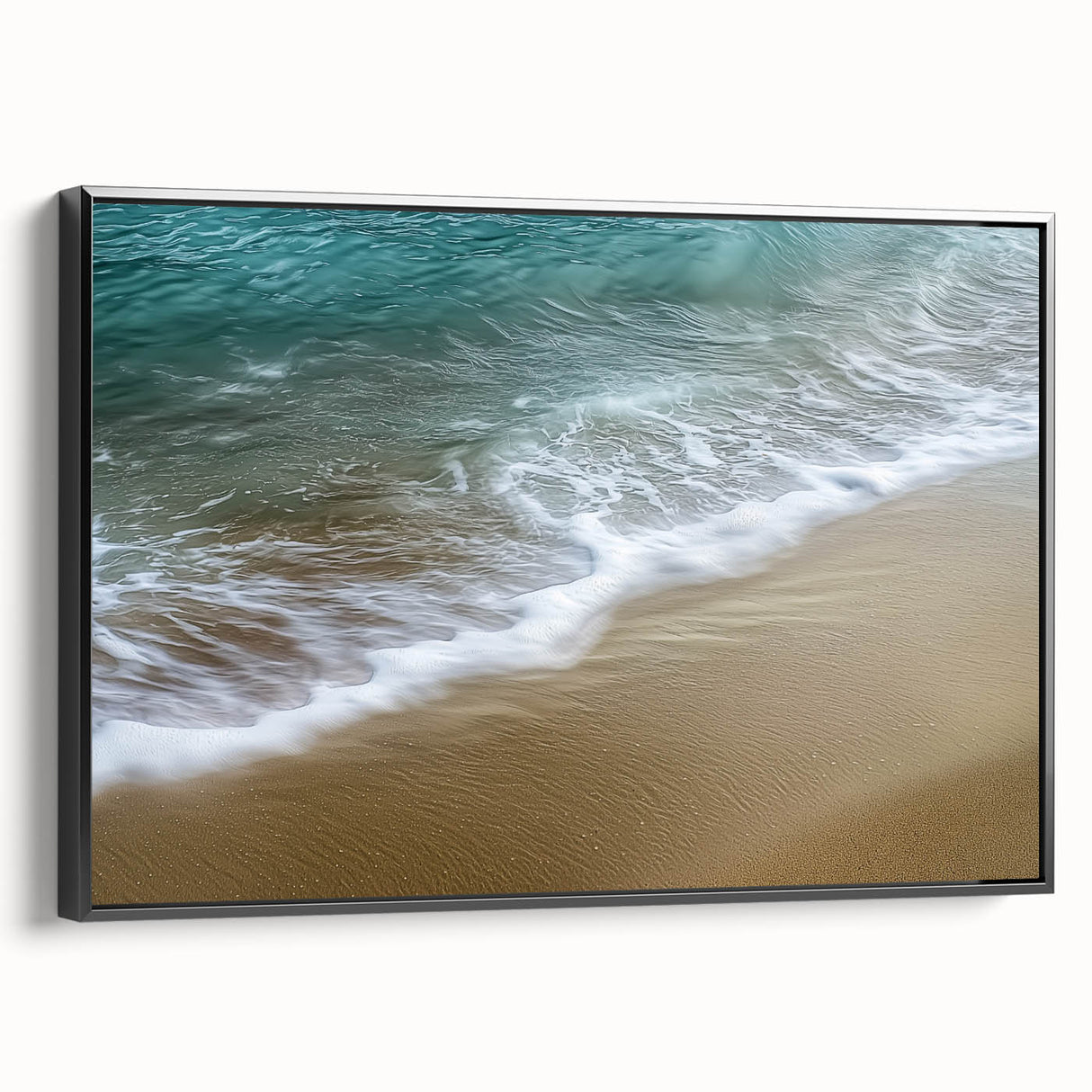 Framed abstract landscape canvas artwork showcasing a modern design with rich earth tones and black edges, ideal for contemporary home decor.