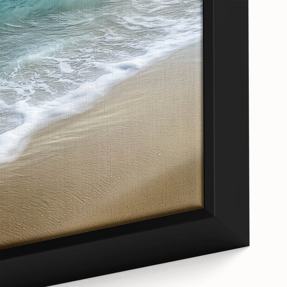 Close-up of a framed abstract landscape canvas, showcasing vibrant colors and intricate textures, ideal for modern home decor and art enthusiasts. This artwork adds a touch of elegance and creativity to any room.